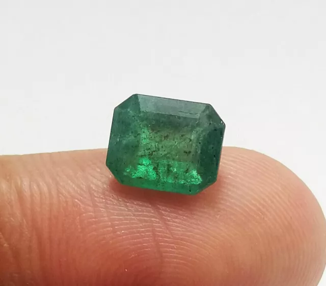 2.50 Ct Natural Deep Green Zambia Untreated Emerald 9x7 MM Loose Gem Emerald Cut