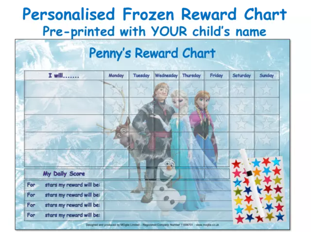 Personalised Good Behaviour Reward Chart Childrens Kids Reusable Routine FRZ