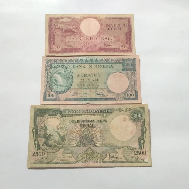 3 Pcs Rupiah 50, 100, 2500 Animal Series (Crocodile, Squirell, Komodo) - Rare