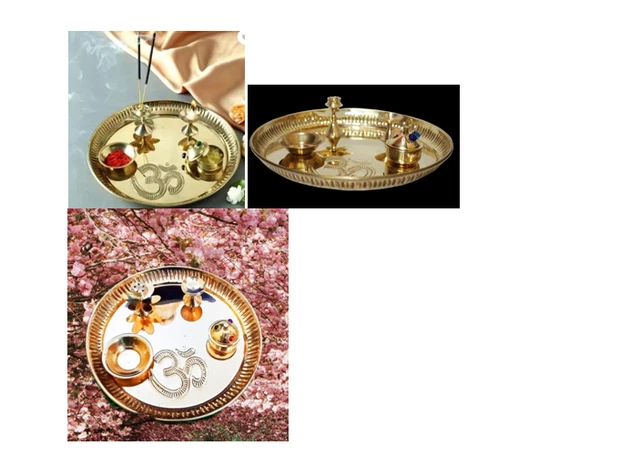 Assiette Pooja/Thali Lord Ganesha - Peinte à La Main Multicolore - Alliage - Neuf