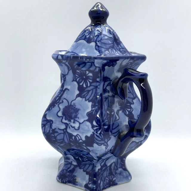 Orientalische zweigriffige dunkelblaue Keramik Ingwer Glas Urne Vase Topf Ornament Dekor 4