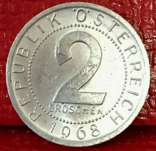 1968 Austria 2 Groshen Aluminum Coin Km# 2876