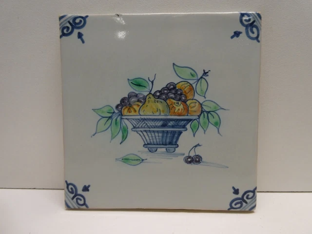 Vintage Dutch Pottery Hand Painted Tile Tea Pot Stand - Makkum Holland  Artist