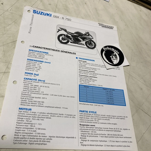 Suzuki GSX-R750 U2 K8 2008 Gsx-R 750 Scheda Tecnica Motocicletta Pistone Gsxr