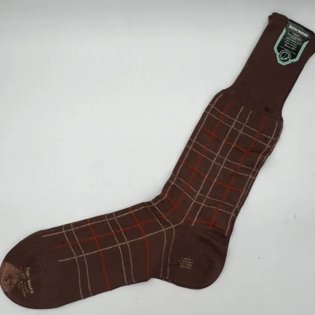 Vintage 40’s-50’s Plaid Over The Calf  NOS Men’s Socks Brown Lattice