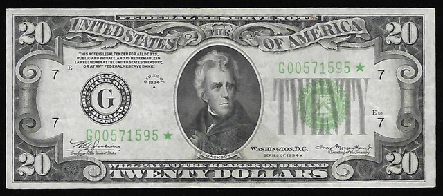 * Star * G 1934 A  Lime Green Seal Chicago Xf-Au  Rare # 298