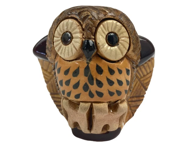 Vintage Artesania Rinconada Owl Uruguay Hand Crafted Browns and Tans Gorgeous