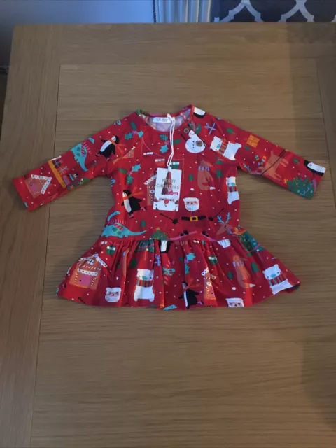 Bnwt Next Baby Girls Red Christmas Dress Age 3-6 Months