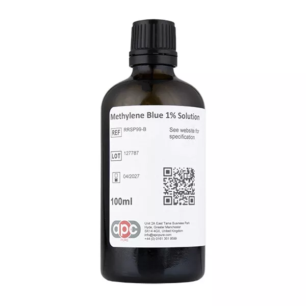 Methylene Blue 1% BP73 Aqueous Solution 100ml Glass Dropper Bottle *Free P&P*