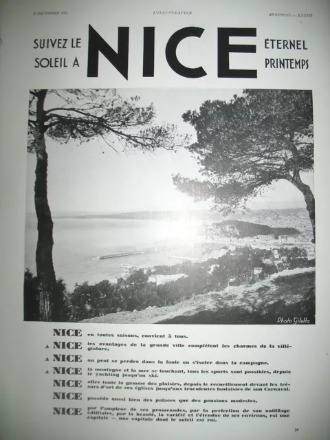 Publicite De Presse Nice Cote D'azur Printemps Eternel Tourisme French Ad 1931