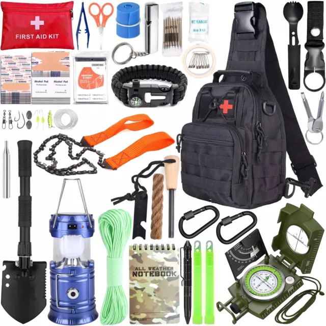 Survival Kit First-Aid-Kit (450pc) for Camping Hiking Military