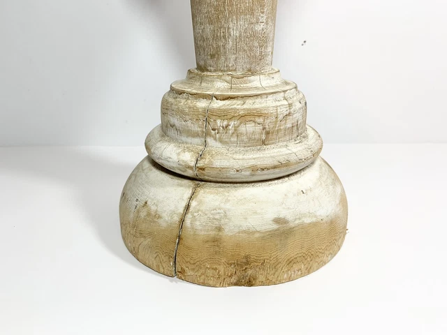 Antique 10" Architectural Salvaged Turned Wood Pillar Primitive Farmhouse Stand 6