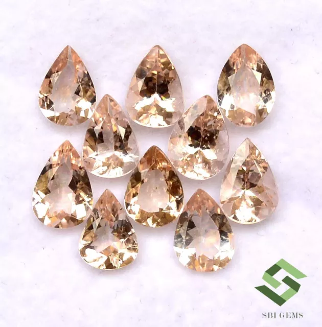 5.53 CTS Natural Morganite Pear Cut 7x5 mm Lot 10 Pcs Calibrated Loose Gemstones