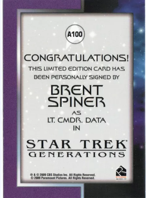Zitierbar Star Trek Filme Autogramm Autokarte A100 Brent Spiner als Lt Commander Daten 2