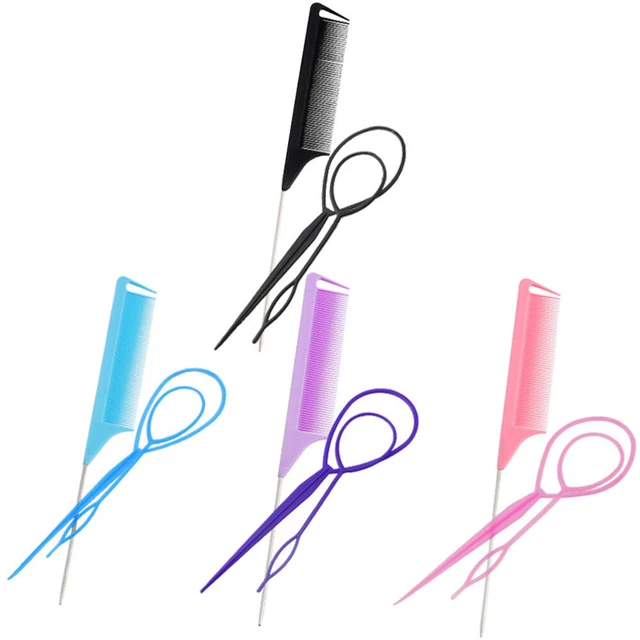 4 juegos de herramientas para trenzar el cabello cola de cola de rata herramienta para hacer cola de caballo accesorios