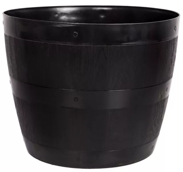 Grand Tonneau Tube Plante Bois Effet Plastique Noir Fleur Plante Pot 30 Litre