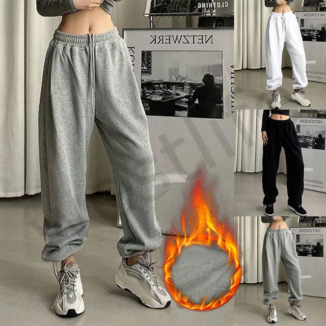 WOMENS JOGGERS TRACKSUIT Bottoms Open Hem Fleece Ladies Trousers