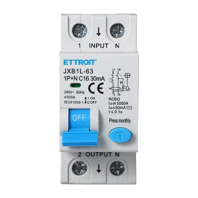 ETTROIT Interruttore Magnetotermico Differenziale 1P+N 16A 4.5kA 30mA 220V Occup
