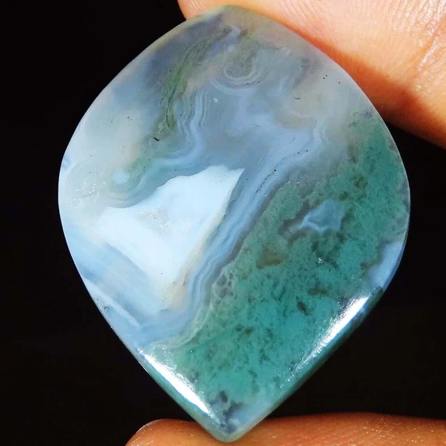(28 X 38 X 6 MM Größe) 48.65 Karat Natürlich Moos Achat Kostüm Cabochon Lose
