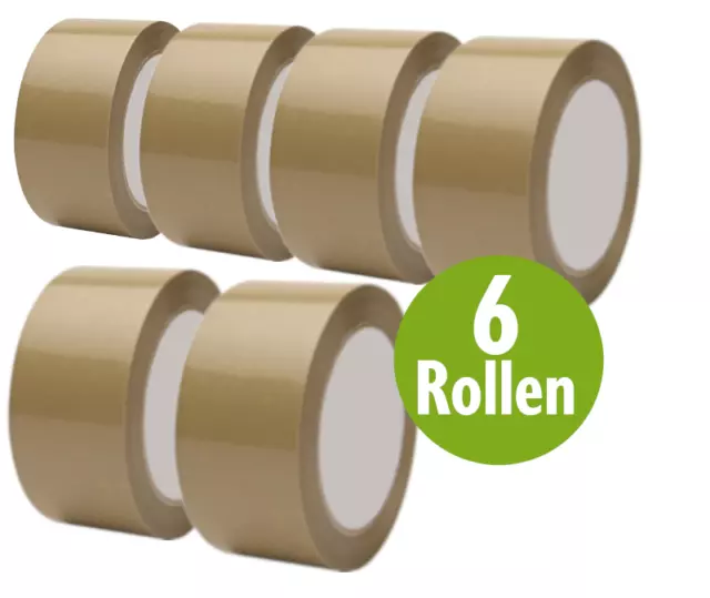 6x Klebeband braun Packband Paketband Kleberollen 50mm x 66m Kartonkleber TOP