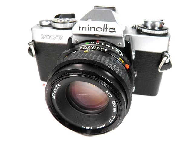 CÁMARA MINOLTA MD 7 OBJETIVO MD 1,7/50 mm ¡CON PELÍCULA PROBADA! EXCELENTE ESTADO A1