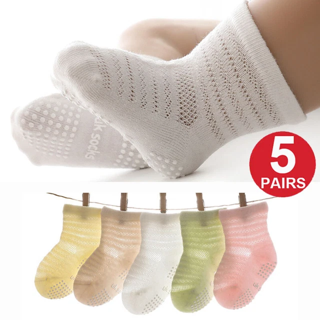 5x Baby Girls Anti Slip Skid Cotton Socks Toddlers Summer Mesh Thin Floor Sock