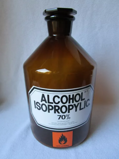 sehr große Apothekerflasche braun Schliff-Stopfen Alcohol Isopropylic. 70% 5l