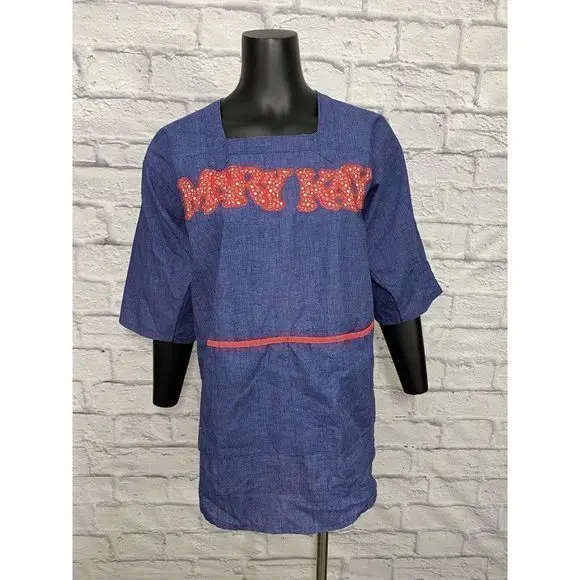 CHAMBRAY ARTIST SMOCK APRON Tie Back Pockets‎ Mary Kay Personalized ...