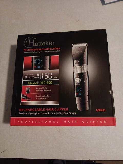 HATTEKER RECHARGEABLE PROFESSIONAL Hair Clipper 69001 RFC 690 CERAMIC ...