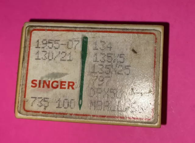 *New* Vintage-1955-07-130/21-Singer Needles-Box Of 100-Free Shipping*