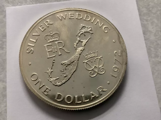 1972 Bermuda One Dollar Crown Silver Wedding Unc Proof Verified-Silver