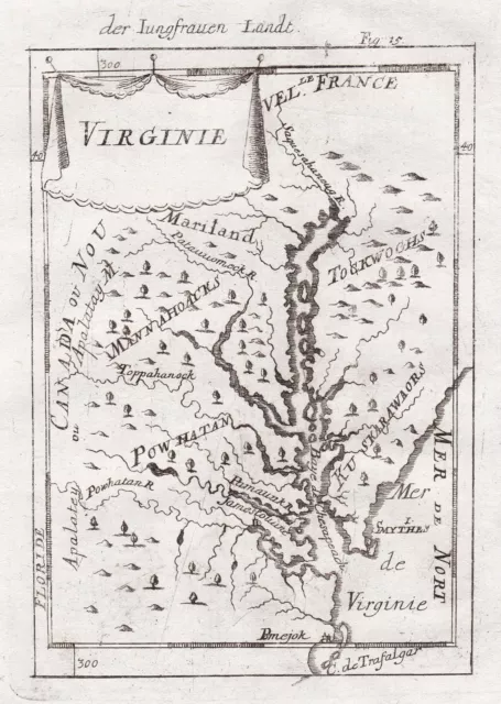 Virginia Maryland North America United States map Karte Mallet engraving 1719