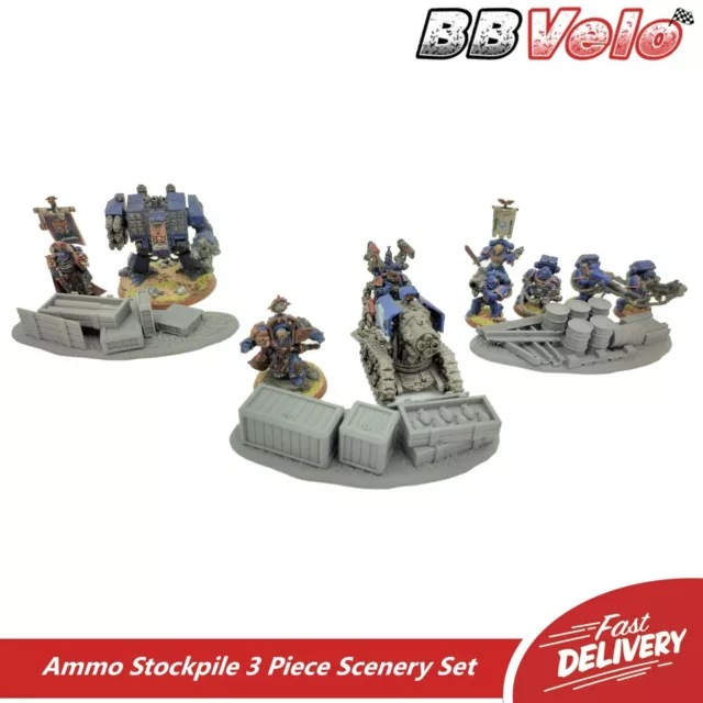 3PCS SCENERY SET Ammo Stockpile Wargaming Warhammer 40K AoS Games Workshop