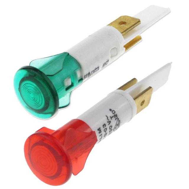 PARRY 1872 RED AND GREEN NEON INDICATOR LIGHT LAMP 230 volts FOR 10mm HOLE