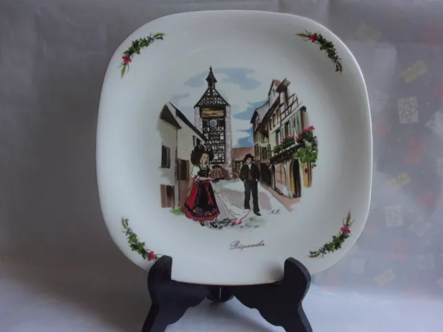 Assiette Ancienne Plate Decoration Artisanale Anne Ehret Ville Riquewihr Alsace