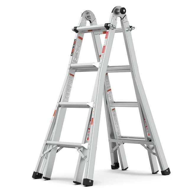 Multifunction Telescoping Ladder Aluminum Extension Ladder 17ft