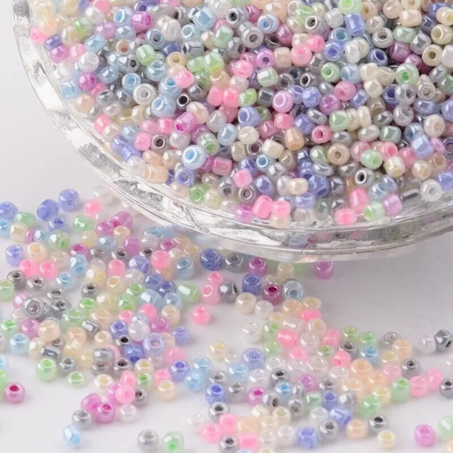 1kg (1000g) 2mm pearlised mix glass seed beads - bulk wholesale pack for beading