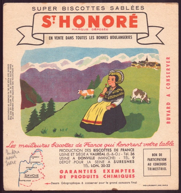 Buvard  Super biscottes sablées " St-Honoré " ( pliures, rousseurs )