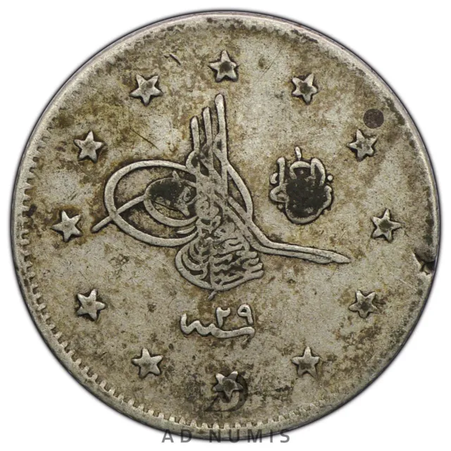 Turquie 1 kurus 1902 argent Abdul Hamid II Empire Ottoman pièce de monnaie