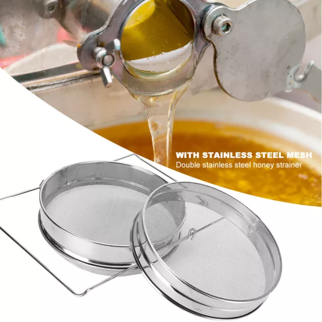 Honey Strainer Double Sieve Stainless Steel AntiCorrosion Beekeeping Tool Ac Hee