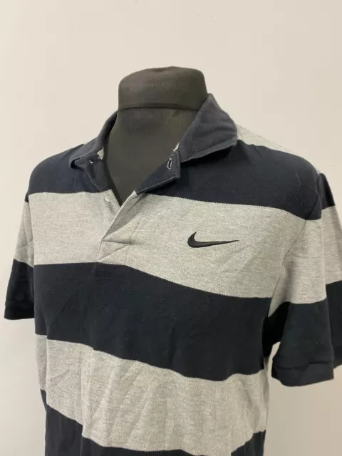 Nike Golf Polo Camisa T.L A Rayas Gris Negro Algodón Hombre Deportivo Q752 2