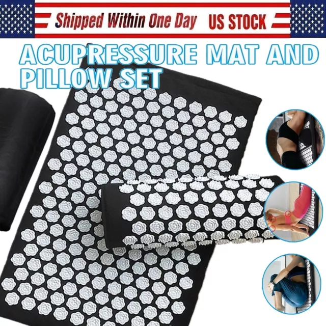 Acupressure Mat Yoga Massage with Pillow Set Pain Stress Relax For Pain Relief