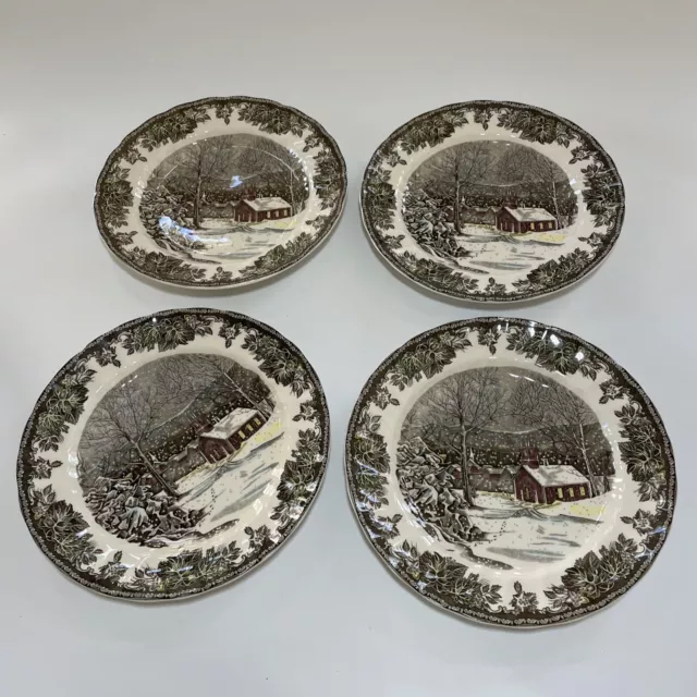 Set of 4 Johnson Brothers Friendly Village The School House Dinner Plates 10”