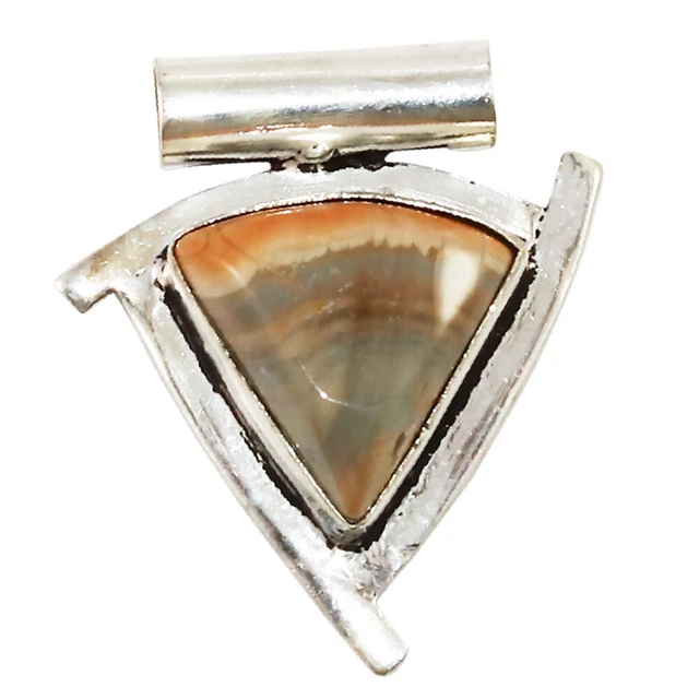 Imperial Jasper  Gemstone Handmade Ethnic 925 Silver Plated Jewelry Pendant 1.5"