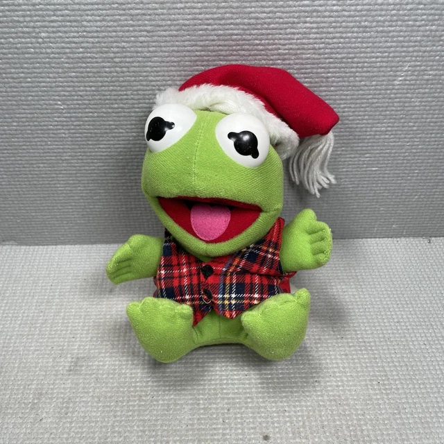 Vtg Muppet Babies Baby Kermit the Frog Plush W/Plaid Vest 7" Jim Henson 1987