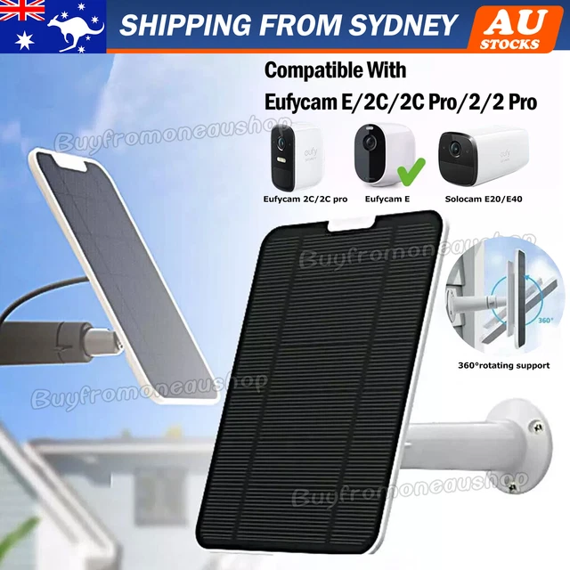 thumbnail image 2 of 4W Solar Panel Charger For Eufy Eufycam E, 2C, E/2 Pro - 9.8ft Cable & Wall Mount 2 of 6