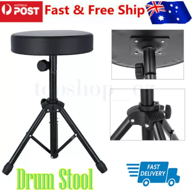 Drum Stool Throne Chair Thick Double Padded Seat Foldable Piano Guitar Keyboard