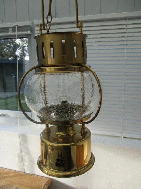 Tolle große Schiffslaterne Petroleumlampe Fregatten Jylland Nr. 4322 Messing