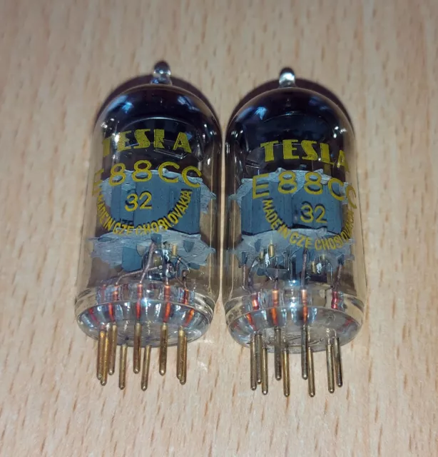 2X E88CC / 6922 Tesla NEU NOS Gold Pin passendes Paar TUBE RÖHRE