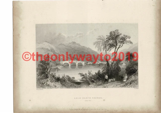 Auld Garth Bridge, Bartlett, R Burns Book Illustration (Print), c1840